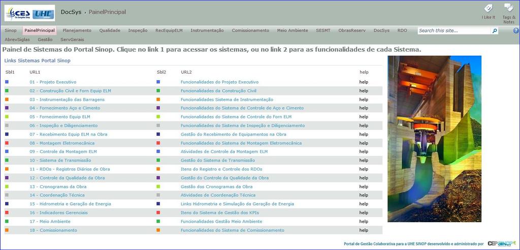 16 Página principal com a lista de