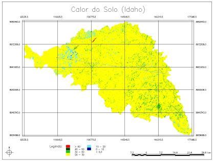 m -2, enquanto que as áreas com tonalidade verde-claro representam os valores entre 40W.m -2 e 50 W.