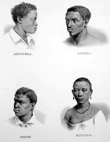 A escravidão Grande diversidade étnica: Motivada pelos traficantes; Angolanos: Sul da África (Congo, Angola e Moçambique); Guinéus: Costa da Mina ou Grande Guiné : Daomé, Nigéria