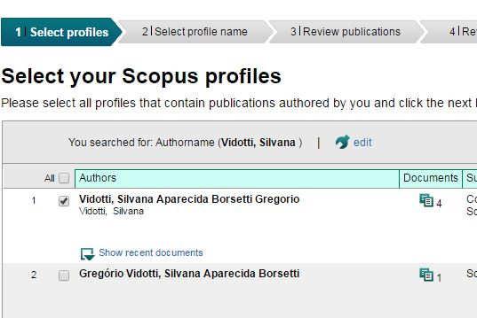 Importação de registros Não é necessário criar um Scopus Author