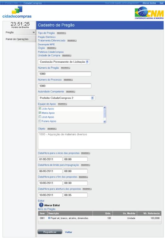 23 Modifique as informações que desejar; Se for necessário