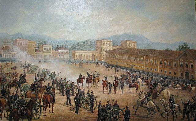 Nas primeiras horas da manhã do dia 15 de novembro de 1889, a tropa sob o comando de marechal Deodoro marchou para o ministério da Guerra, onde se encontrou