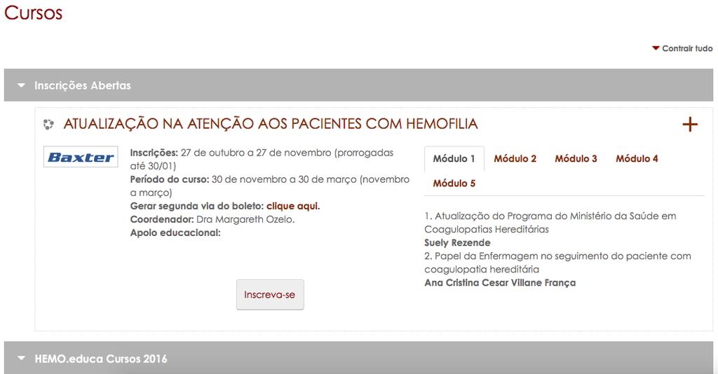 Antes você realizava sua inscrição pelo site www.hemoeduca.com.