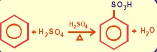 SULFONAÇÃO É a reação do benzeno ou alcanos com o ácido sulfúrico concentrado e aquecido.
