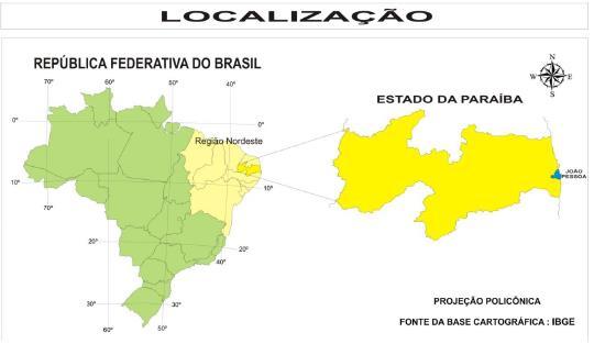 Figura 1: Localização do Estado da Paraíba no mapa do Brasil. Fonte: IBGE A pesquisa foi realizada no mês de julho utilizando-se questionários que foram elaborados baseados em Verdejo (2006).