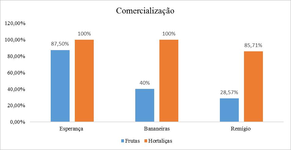 A comercialização das hortaliças (Figura 1) na feira de Esperança mostrou-se presente em 100% das barracas, assim como na feira de Bananeiras.