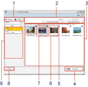 Seções e funções do Menu principal Seções e funções da janela Menu principal A figura abaixo mostra as seções e as funções da janela do menu principal.