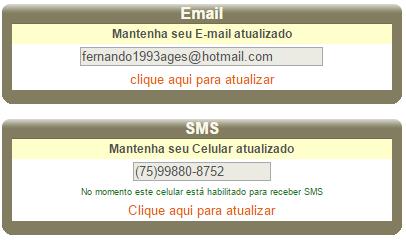 E-mail e número para contato Mantenha sempre atualizado o seu e-mail e o número para