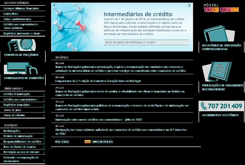 A seleção de serviços bancários - Matriz de seleção e avaliação - Portal do Cliente Bancário do Banco de Portugal (clientebancario.bportugal.pt) Produtos e Serviços A - Produtos A.