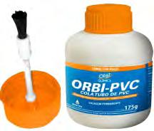 ORBI-PVC - COLA TUBO Adesivo plástico para PVC ORBI-PVC - COLA TUBO é um adesivo desenvolvido para colagem de tubos, conexões, registros e válvulas em PVC rígido, através do processo de soldagem a