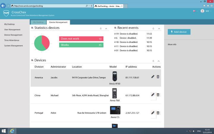 Intelligent Security Controle de Acesso -Touch Impressão Digital e RFID CrossChex Controle de Acesso e Gestão horária de usuários AIM