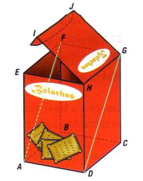 44. Considera a caixa de bolachas representada na figura, que tem a forma de um paralelepípedo rectângulo. 44.1. Indica: 44.1.1. dois planos perpendiculares; 44.1.. dois planos paralelos; 44.1.. dois planos oblíquos; 44.