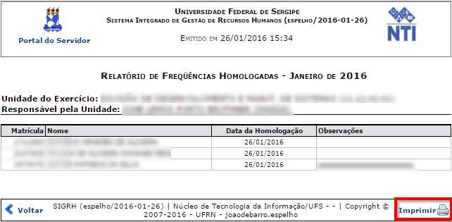 Ao realizar esse procedimento, a seguinte tela abrirá: Caso deseje imprimi-lo basta clicar em IMPRIMIR.