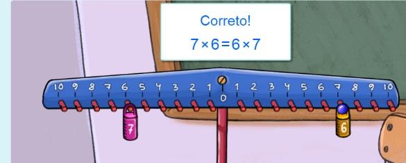 5 Para equilibrar a balança, os alunos podem colocar o peso marcado 7 na distância 6, o que também resulta no produto 42.