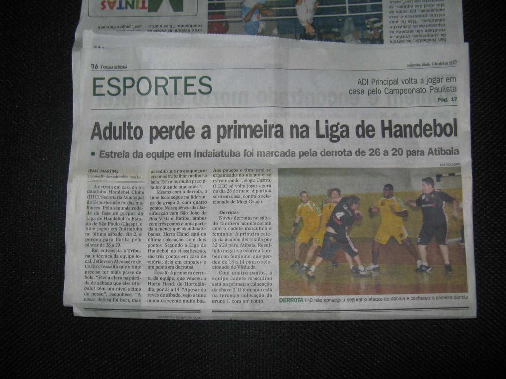 Reportagem sobre o segundo jogo na Liga de handebol do estado de São