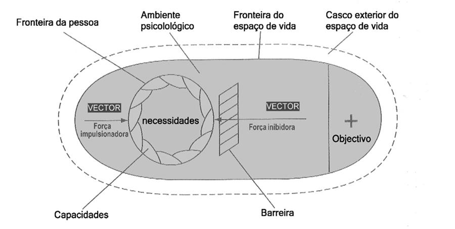 Aprendizagem 08-11-2014 3 Noções e conceitos básicos: Campo psicológico e espaço de vida englobam a pessoa (P) e o seu ambiente psicológico