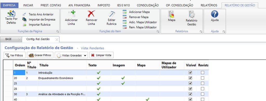 Novidades DEFIR 2016 Relatório de Gestão Possibilidade de importar rubricas