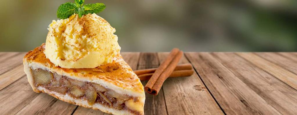 Desserts Apple Pie $15,00 $18,00 $21,00 $18,00 Petit Gateau Bolo quente de massa macia com recheio cremoso de chocolate, acompanhado de sorvete de creme e coberto de calda de chocolate.