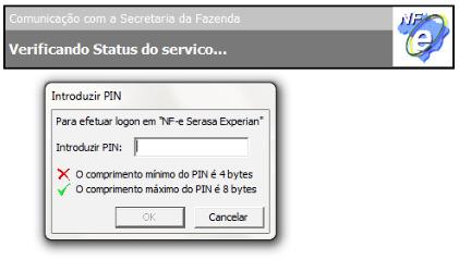 Após a seleção do certificado será necessário digitar o PIN (senha do certificado). Clique em Ok.