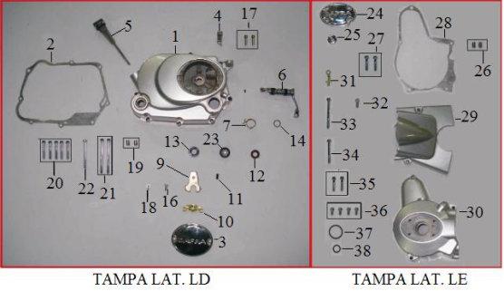 TAMPAS DO MOTOR 1 D03113300000SI TAMPA LATERAL DIREITA 2 D03113310000SI JUNTA DA TAMPA LATERAL 3 D03113320000SI PLACA DA TAMPA LATERAL 4 D03113330000SI PRESILHA DA TAMPA LATERAL 5 D03113340000SI