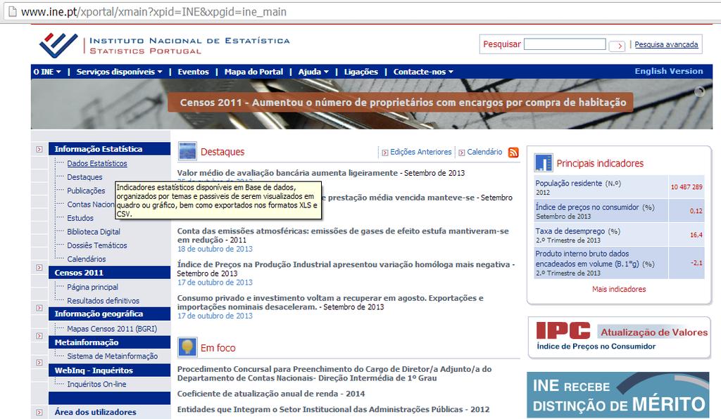 3. Atividade prática COMO CALCULAR O SALDO MIGRATÓRIO EM COIMBRA NO ANO DE 2012 ATRAVÉS DO PORTAL DO IINE?