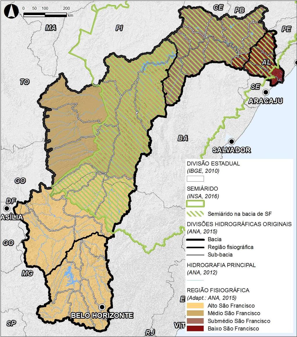 Figura 1 Plano de Recursos Hídricos da Bacia Hidrográfica do rio São Francisco 2016-2025; redelimitação