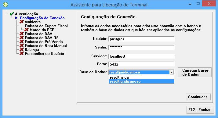 16. Caso sistema não consiga localizar o banco de dados aparecerá a