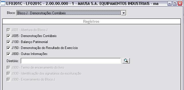 Para gerar o J800, deverá informar diretório onde encontram-se os arquivos.rtf, para cada arquivo será gerada uma linha no J800.