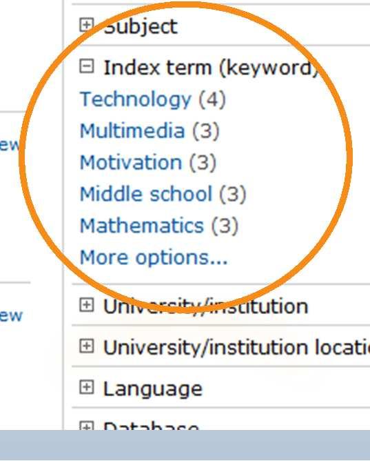 Uso dos filtros laterais para refinar resultados