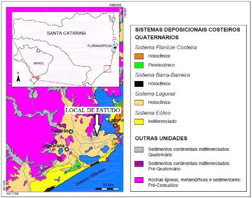 71 As figuras 35 e 36 ilustram a posição do local de estudo, no sul do estado de Santa Catarina, bem como