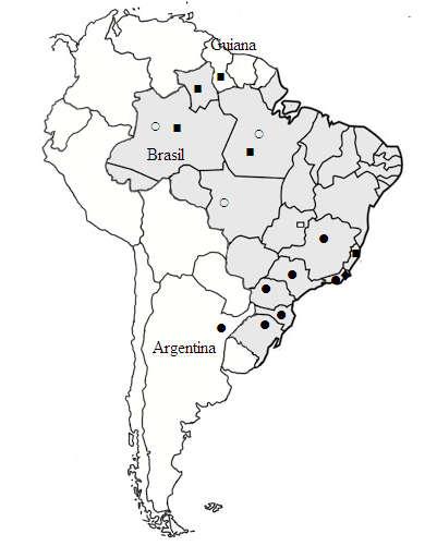 Figura 128: Distribuição geográfica das espécies de Noegus. N. arator.