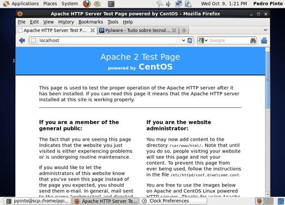 Por omissão, no CentOS a directoria por omissão para colocar sites é em /var/www/html.