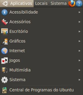 Menu Aplicativos O Menu Aplicativos e está dividido por categorias.