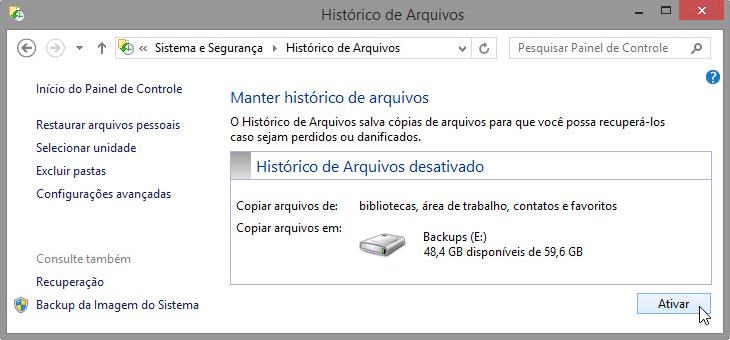 Laboratório Configuração do Backup e da Restauração de Dados no Windows 8 Introdução A Microsoft apresentou uma nova maneira de proteger os arquivos de dados no Windows 8: o Histórico de Arquivos,