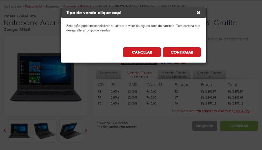 PASSO 3 Caso seu cliente seja de um estado diferente de sua revenda, clique na parte superior do site Qual seu CD preferido () e