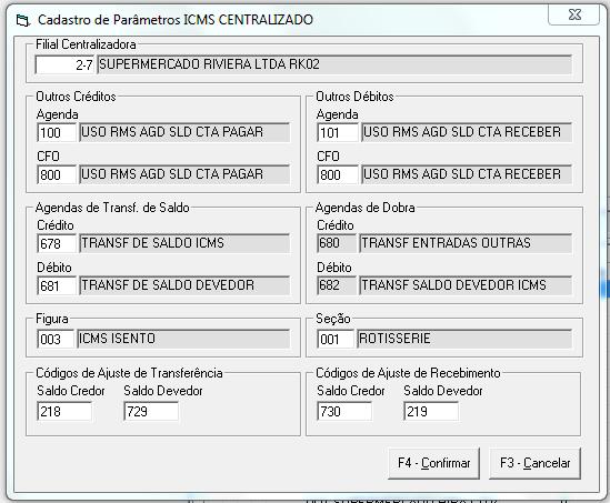 Filial Centralizadora Informe neste campo o código da Entidade