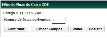 Essa função permite indicar a inclusão de uma agenda de datas com previsão de pagamento de juros (Cupom) caso seja atingida a barreira do cupom, pagamento de cupom sem barreira e o disparo de chamada