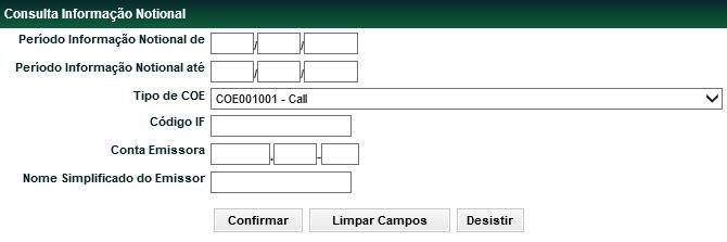 Consulta de Notional Máximo e Mínimo ( Análise de Sensibilidade ) Menu Certificado de Operações Estruturadas > Consulta > Consulta de Notional Máximo e Mínimo Visão Geral Essa consulta visa listar os