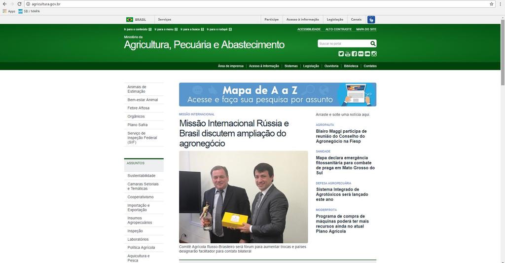 Acesse o website do Ministério da Agricultura agricultura.gov.