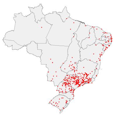 sobretudo na fronteira com a Argentina e o Paraguai. Desde aí, interioriza-se por meio dos grandes eixos de transporte, em particular as rodovias federais. Figura 1.