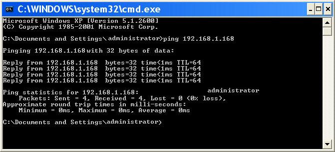 Conexão e configuração de rede Etapa 3: verificar a conexão entre o PC e IP Cam 1.