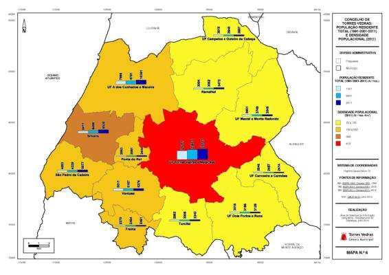 Mapa 2 População Residente (1991, 2001 e 2011)