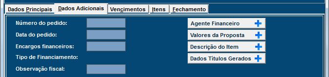 Dados adicionais Nesta aba são contidos campos de informações adicionais da nota cadastrada, Os campos Numero do