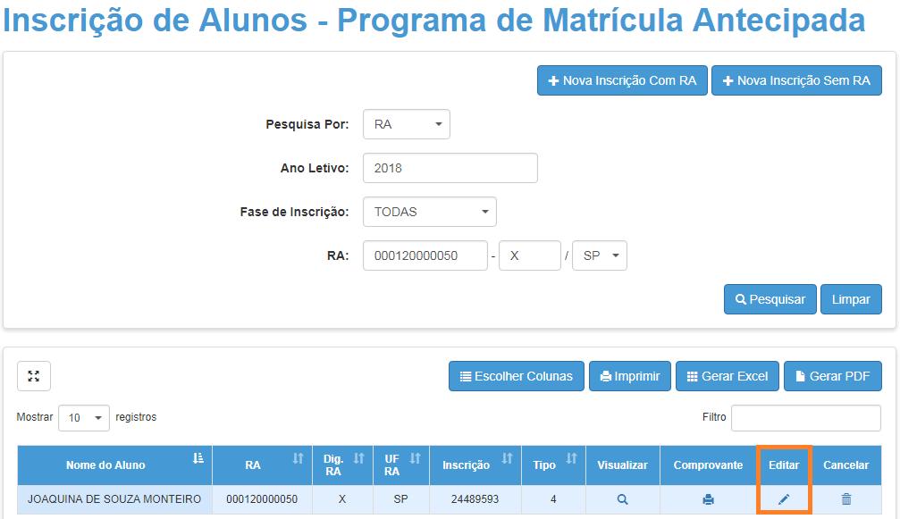 Edite as informações e