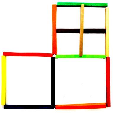 Quebra-cabeça Varetas 12 Construção de sete quadrados movimentando somente duas varetas na figura