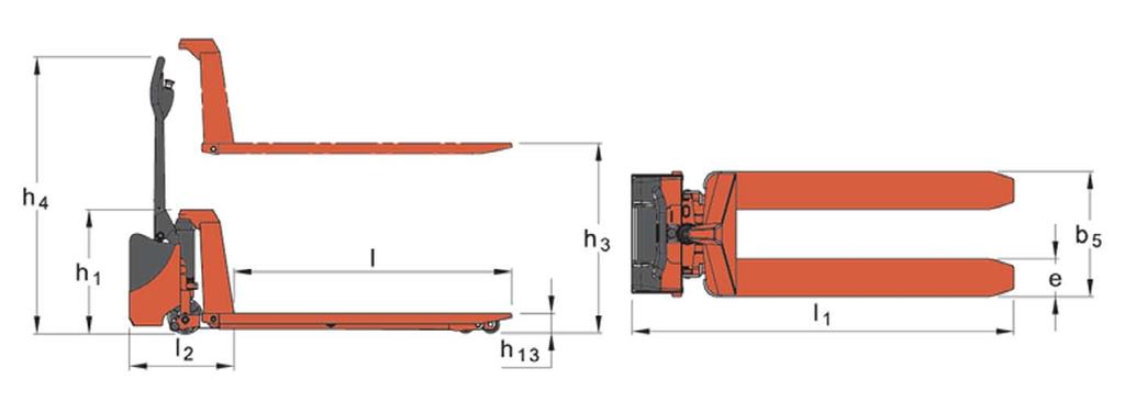 Porta Paletes EHL 1004 1500 kg Elevação elétrica Propulsão manual Este Porta Paletes eletro-manual de tesoura transporta e eleva paletes de uma forma ergonómica até à altura de trabalho pretendida.