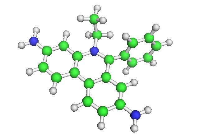 Figura 5 - Estrutura do Etidio 1.1.4 Proflavine e Proflavine Reduzida A Proflavine é uma amino-acridinina que apresenta uma estrutura poliaromática planar (17).