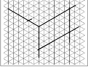 Perspectiva Isométricas Projeção isométrica Exemplo: Terceiro Passo: Traçar a face de frente do