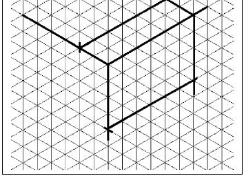 Perspectiva Isométricas Projeção isométrica Exemplo: Quarto Passo: Traçar a face de cima do