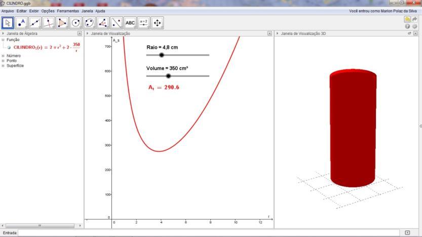 função do raio da base, para um dado volume fixo, bem como realizar um estudo comparativo entre ambos.